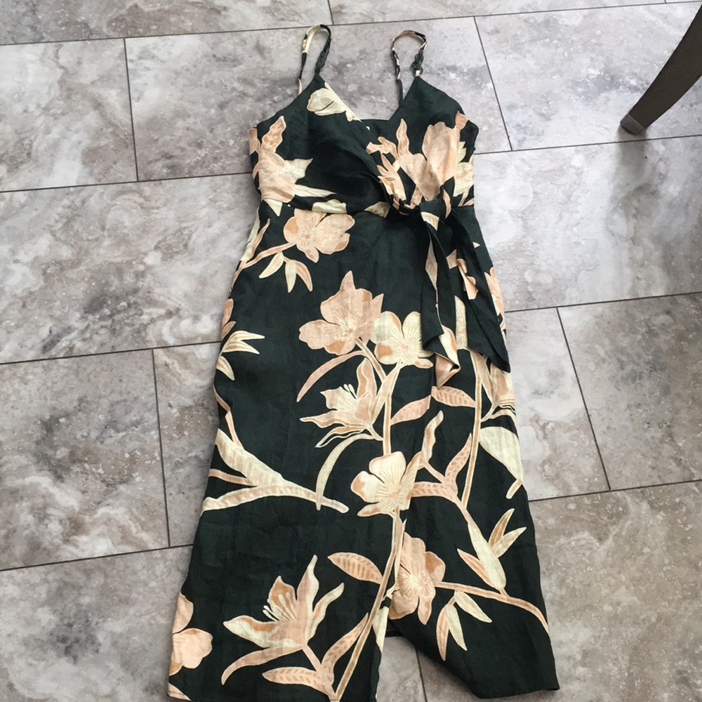REISS NWOT LINEN N COTTON ALICE POCKETED FAUX WRAP FLORAL MIDI DRESS SIZE 10 - Picture 8 of 14